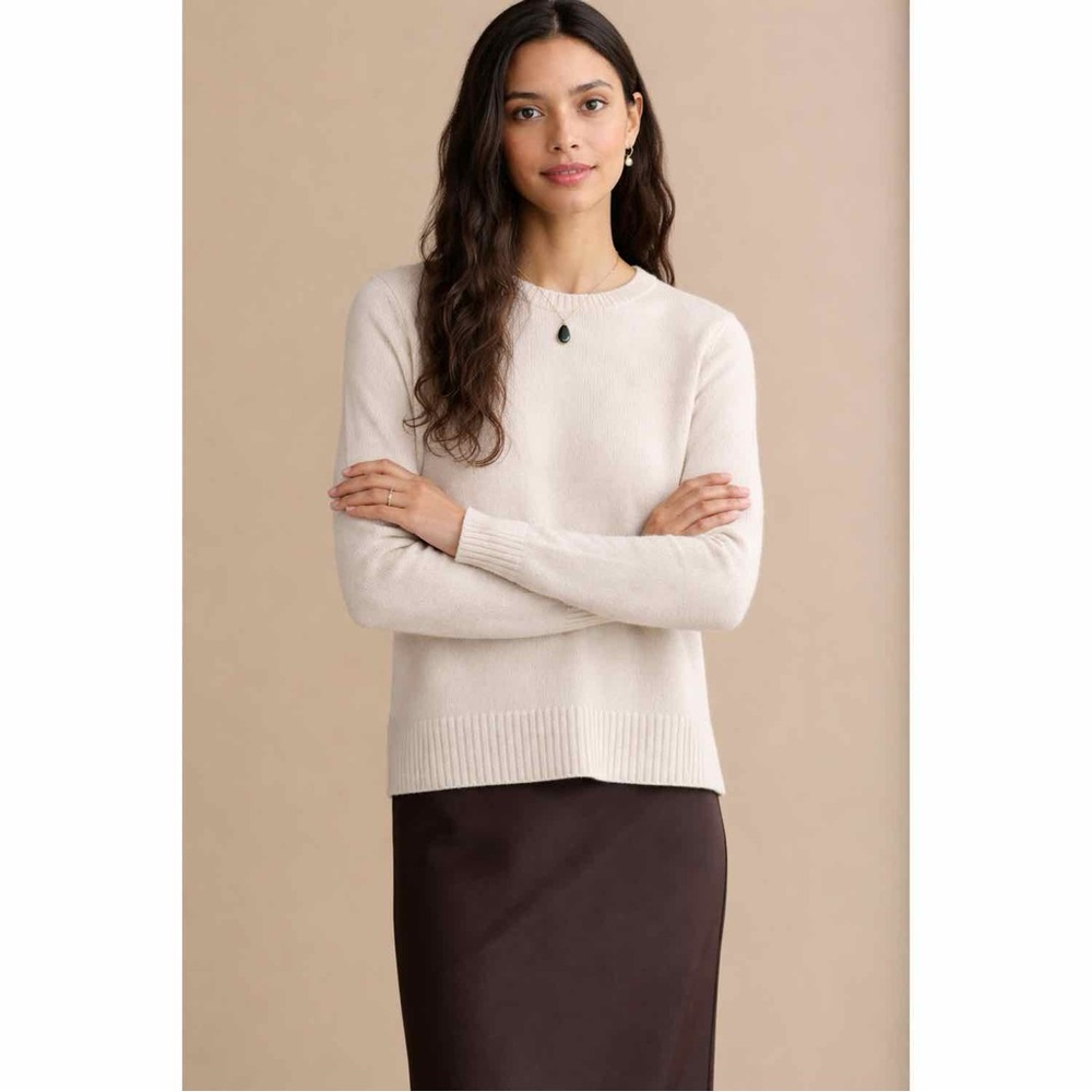 Jenni Kayne Everyday Sweater Cream‎ Large Cashmere Wool Quiet Luxury Old Money